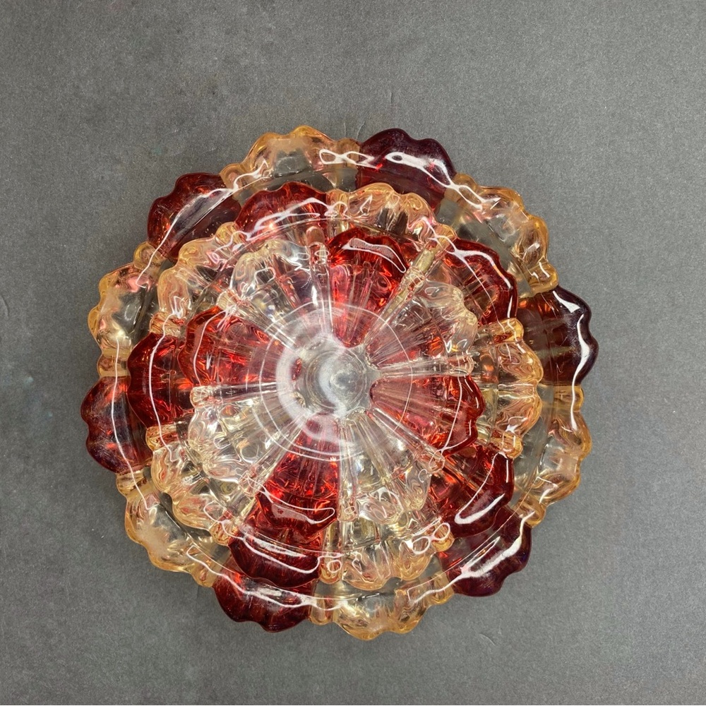 Vintage Nesting Glass Cranberry Red and Clear Ashtrays